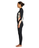 O'Neill Women's Bahia 3/2mm Steamer Back Zip Wetsuit - Black Wild Papaya